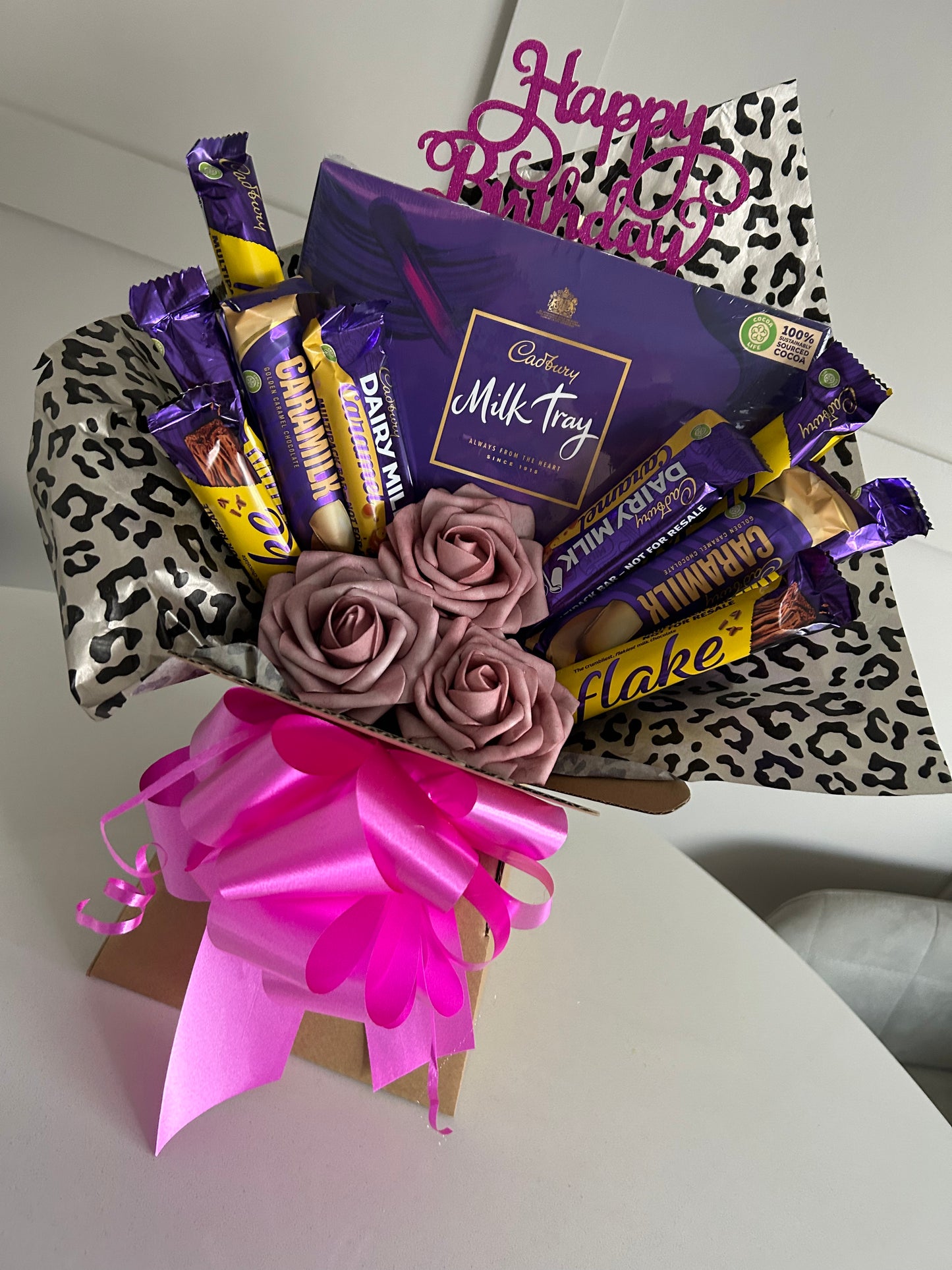 Cadburys chocolate bouquet in leopard print