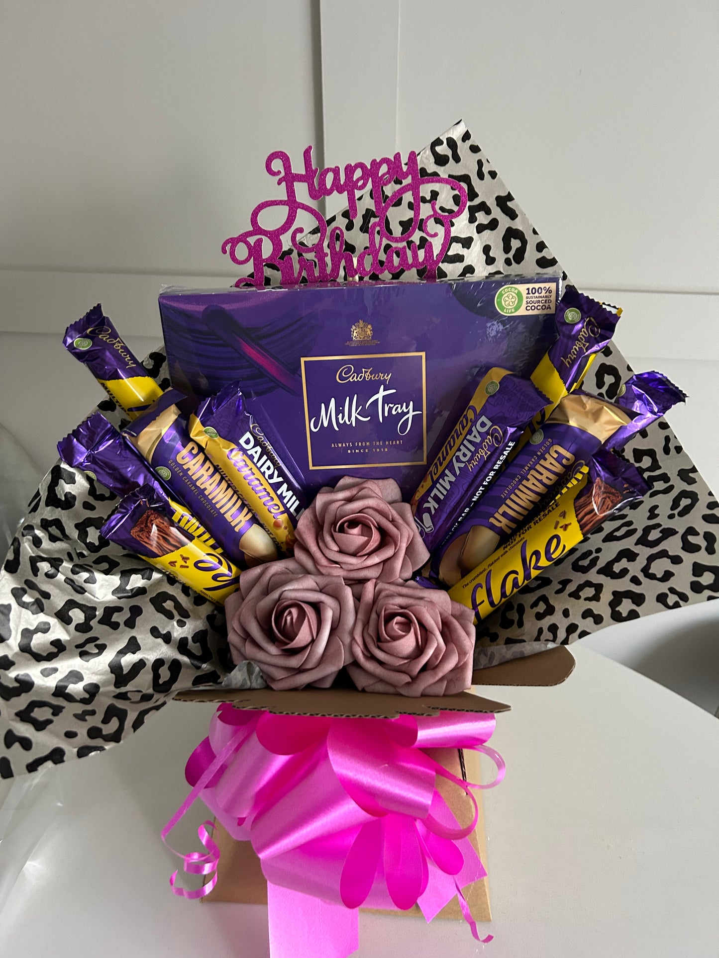 Cadburys chocolate bouquet in leopard print
