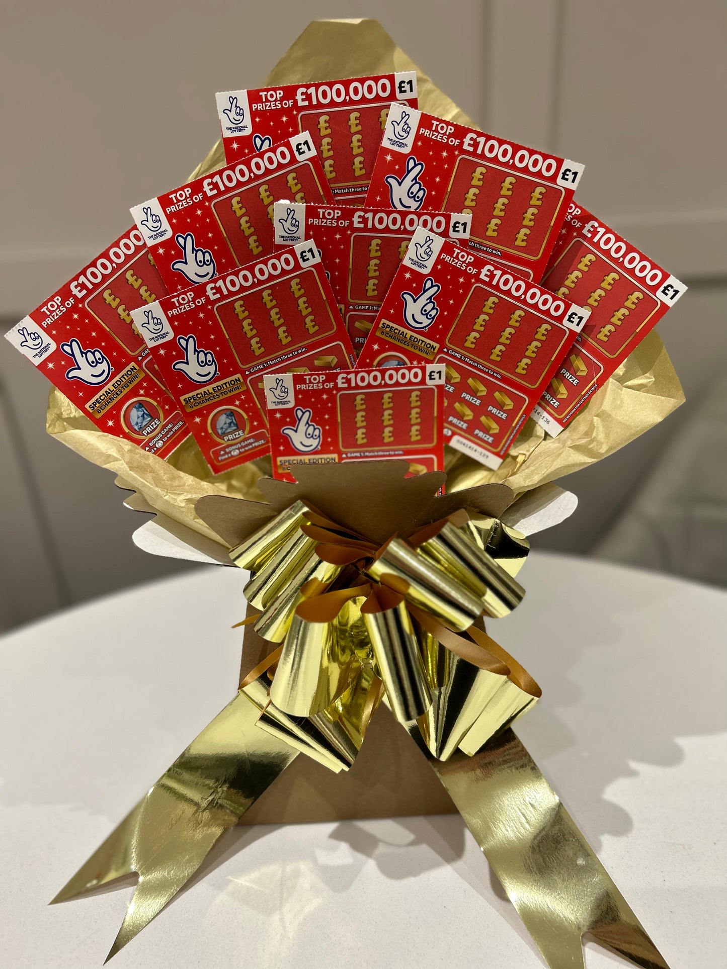 Full scratchcard bouquet red and gold theme Christmas scratchcard bouquet Christmas gift
