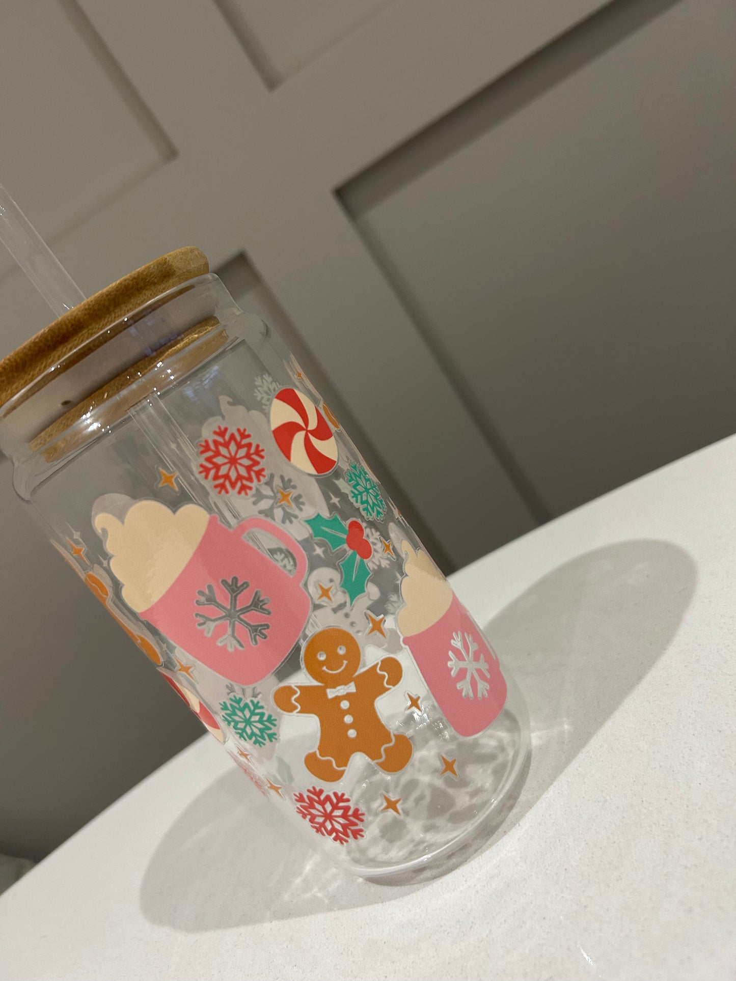 Gingerbread sealed glass with straw