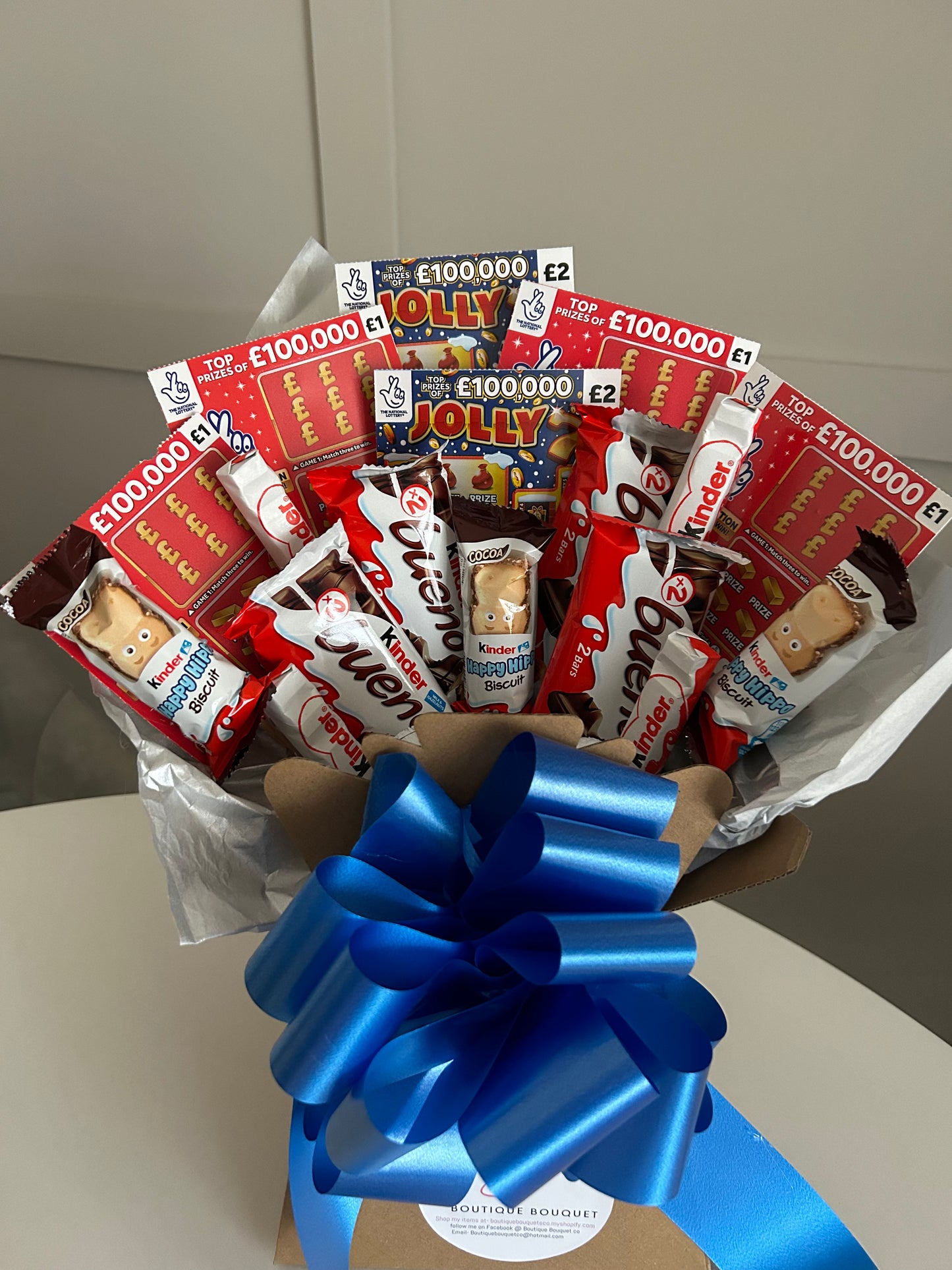 Kinder chocolate and scratchcard bouquet bueno bouquet
