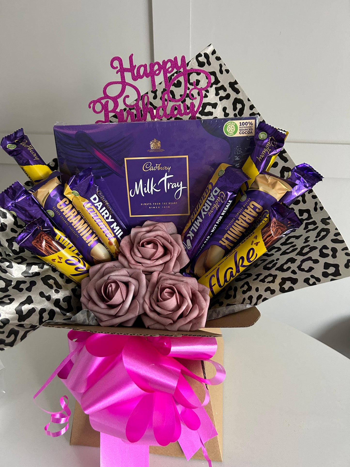 Cadburys chocolate bouquet in leopard print
