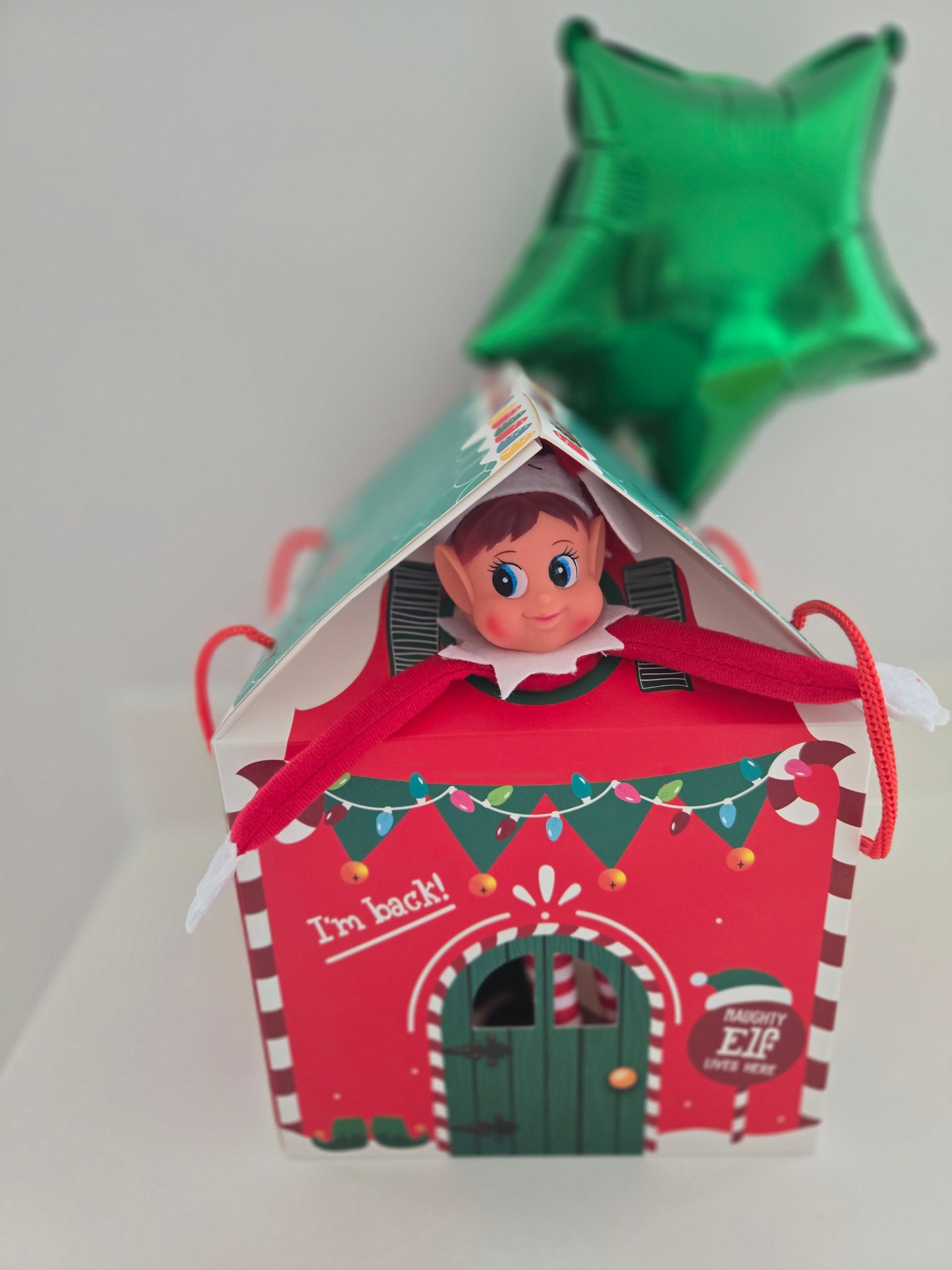 Elf arrival house and personalised balloon