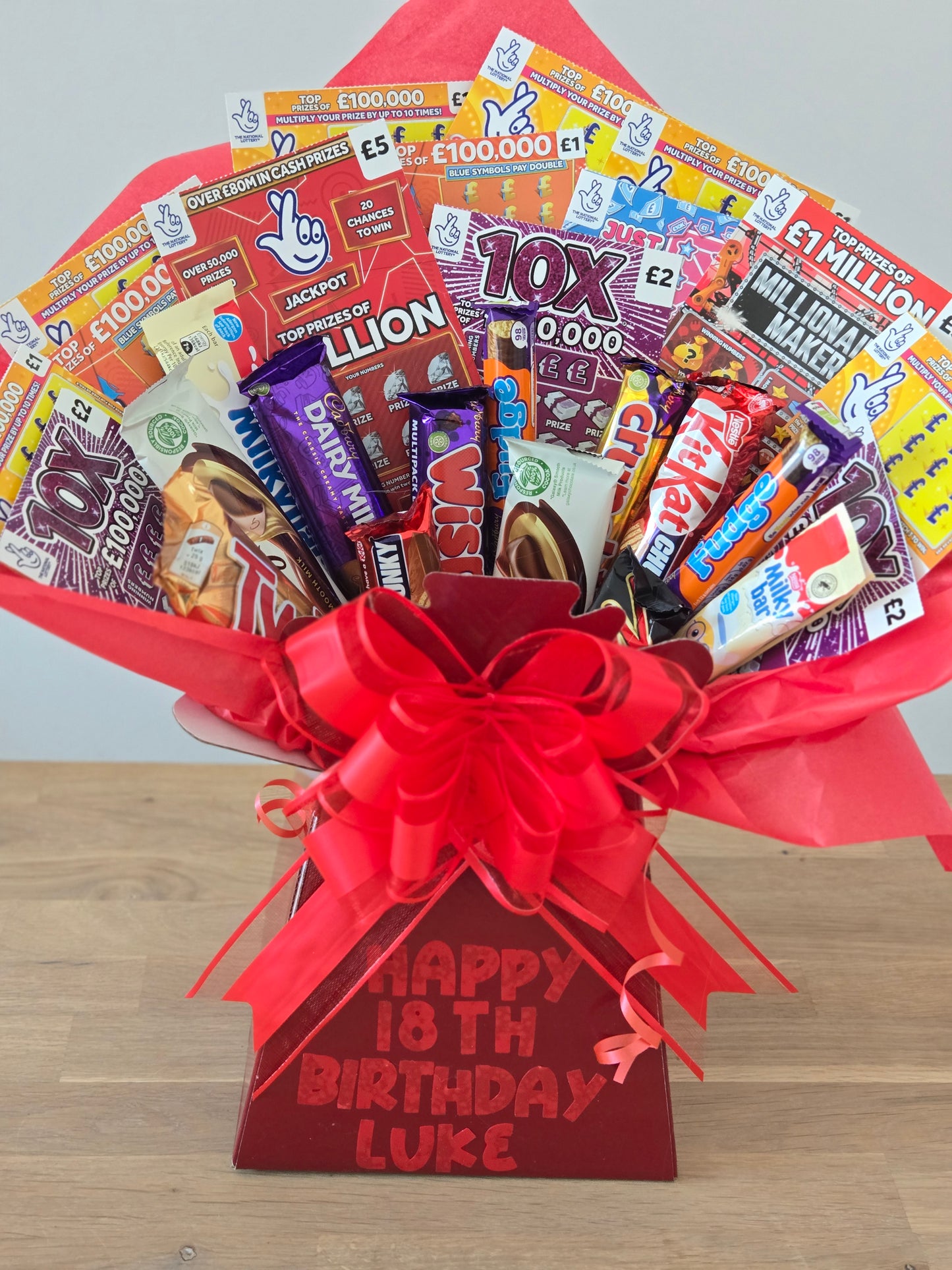XL mixed chocolate and scratchcard bouquet
