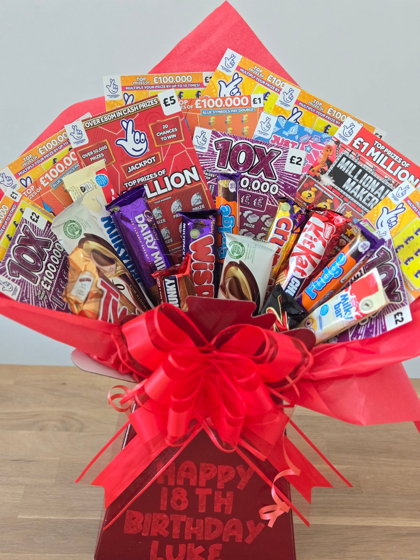 XL mixed chocolate and scratchcard bouquet