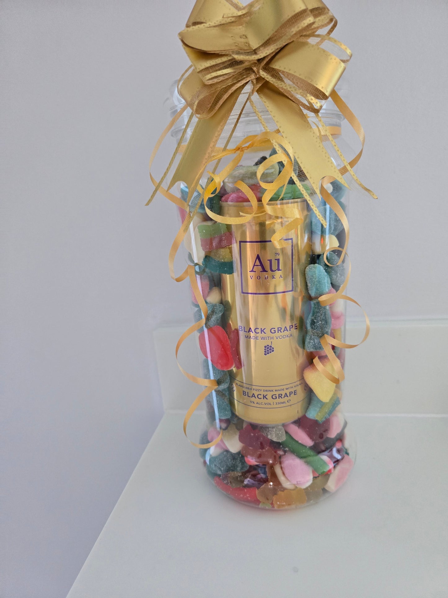 Au vodka in 2.4L sweets jar filled with pick and mix sweets