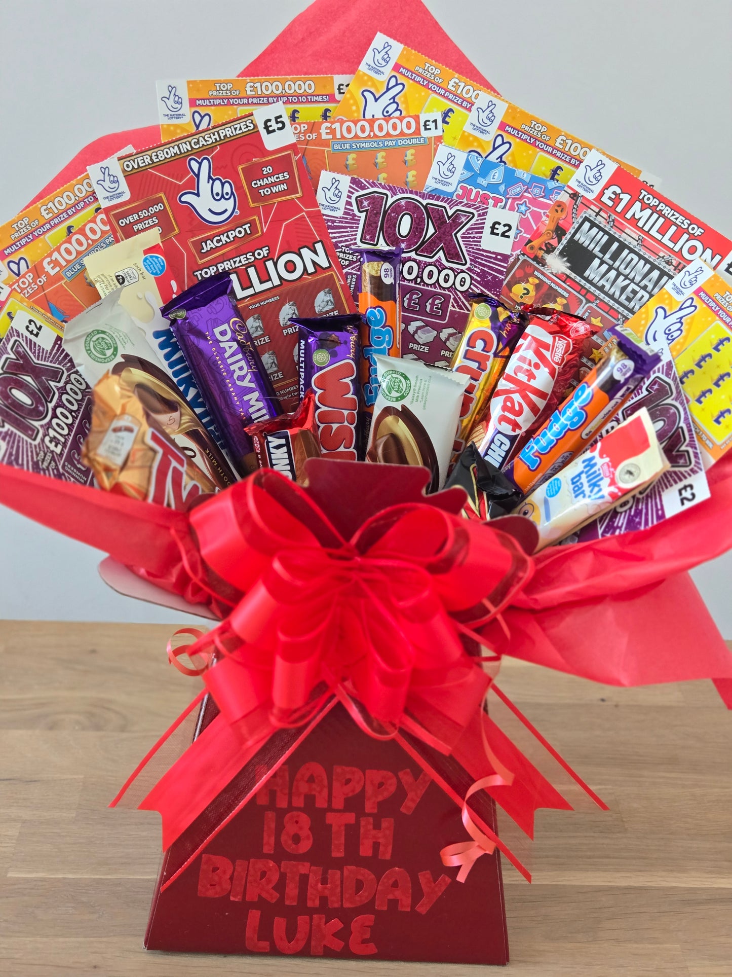 XL mixed chocolate and scratchcard bouquet