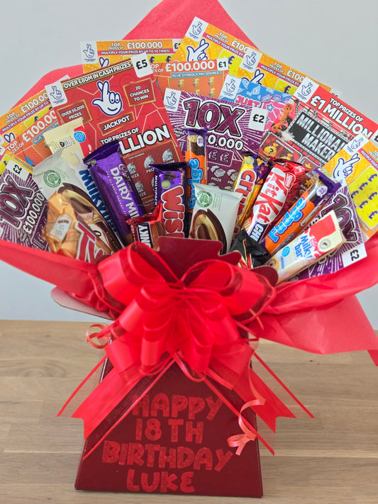 XL mixed chocolate and scratchcard bouquet