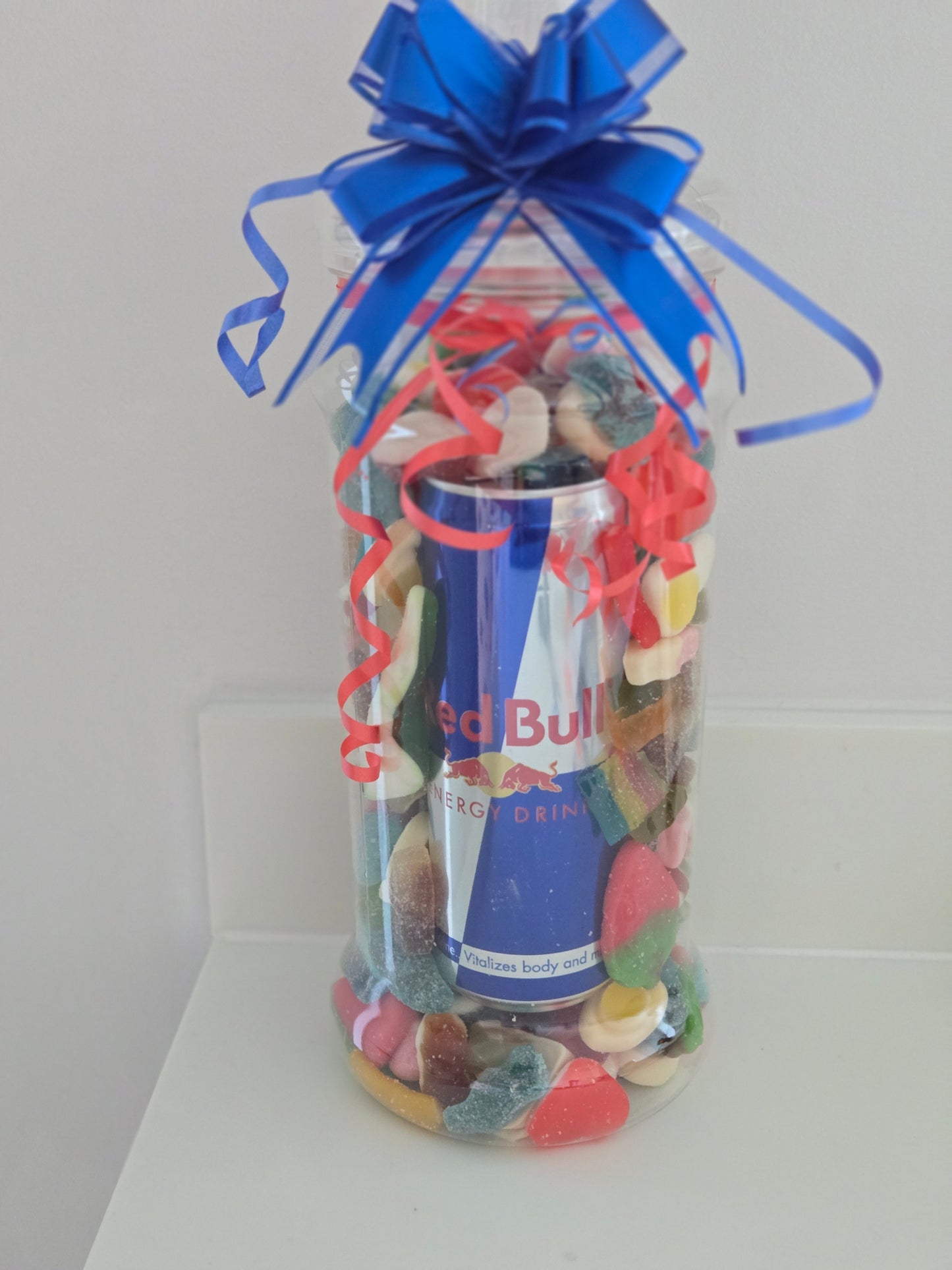 Red bull and sweets 2.4L jar with Variety of pick and mix