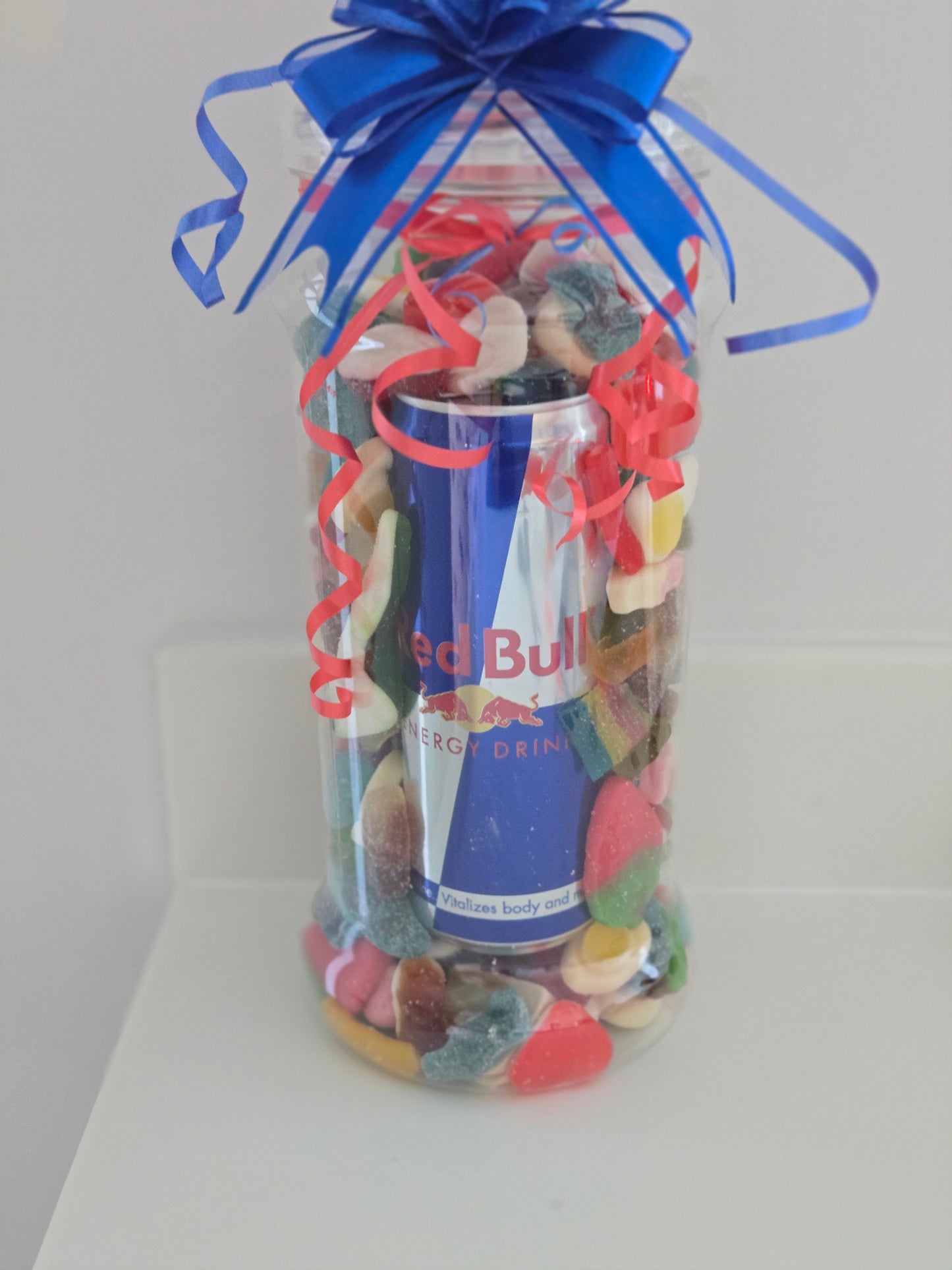 Red bull and sweets 2.4L jar with Variety of pick and mix