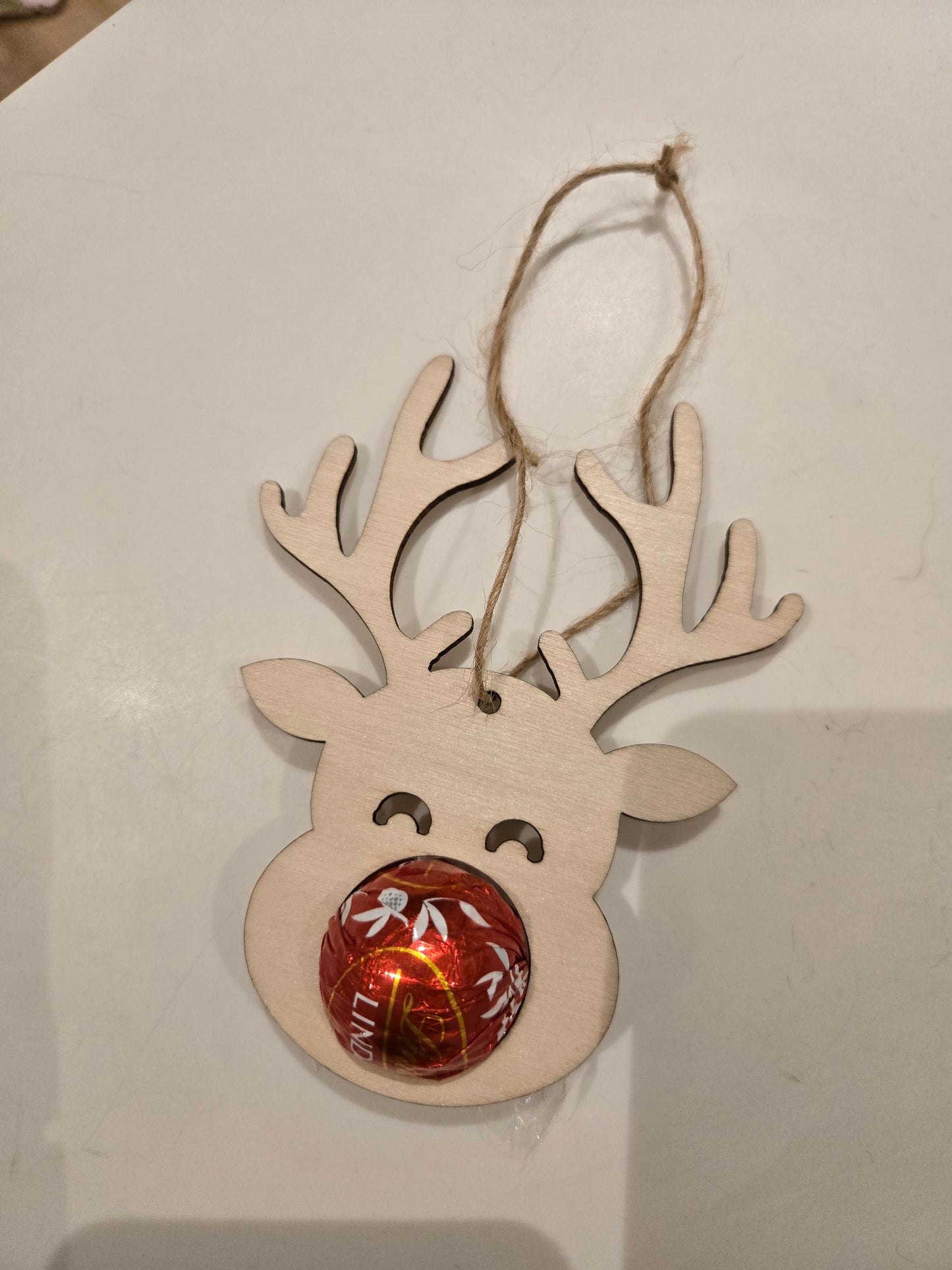 Reindeer decor with lindt chocolate stocking filler
