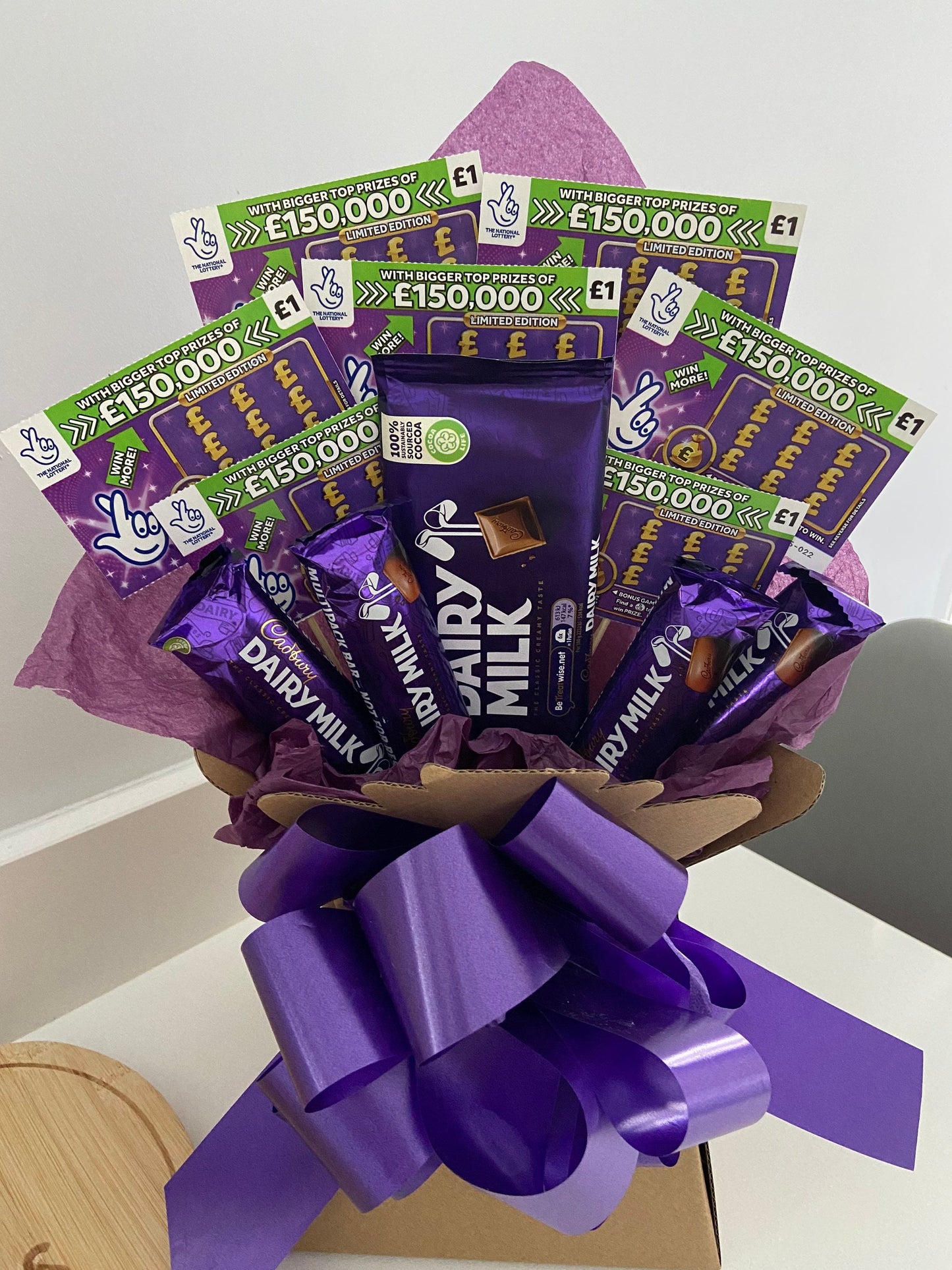 Scratchcard bouquet and Cadburys chocolate bouquet