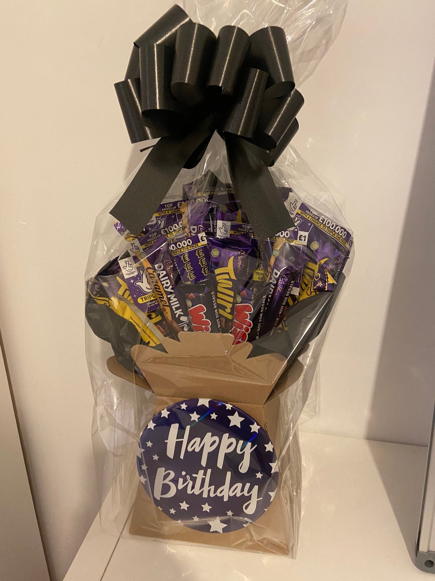 Birthday bouquet with Cadburys chocolate and scratchcards