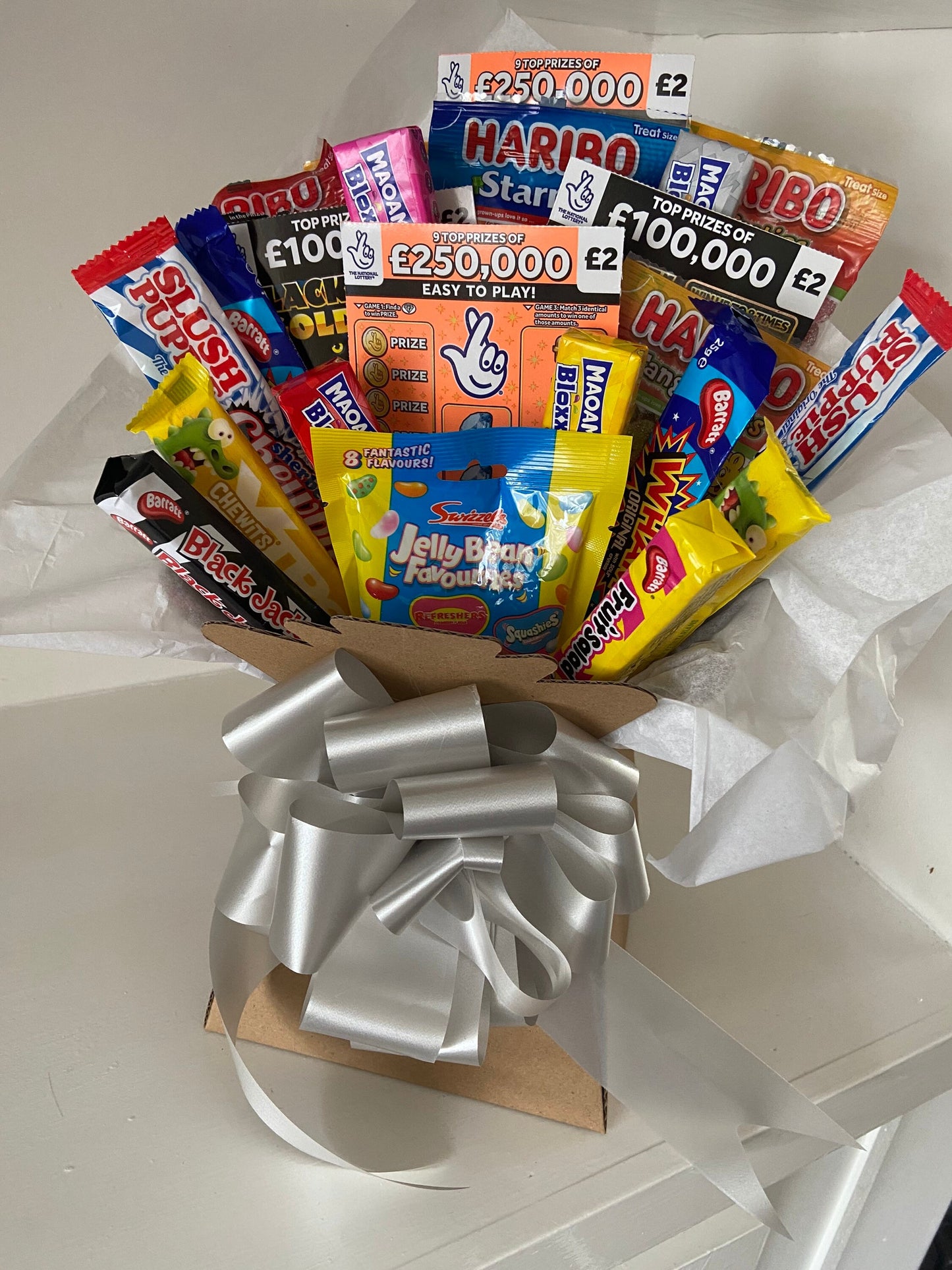 Huge Sweets variety and scratchcard bouquet