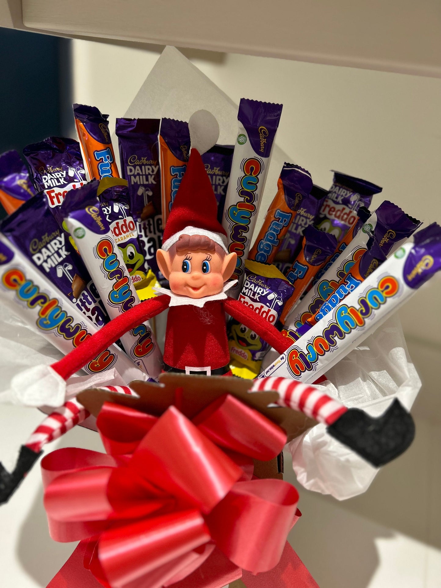 Naughty elf chocolate bouquet with Cadburys chocolates