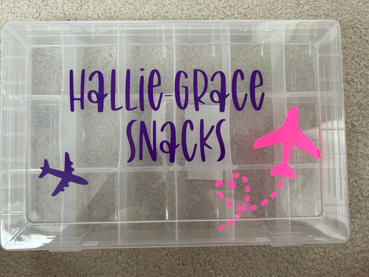 Personalised Aeroplane snack box travel snack box