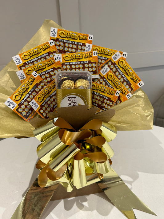 Ferrero Rocher chocolate and scratchcard bouquet