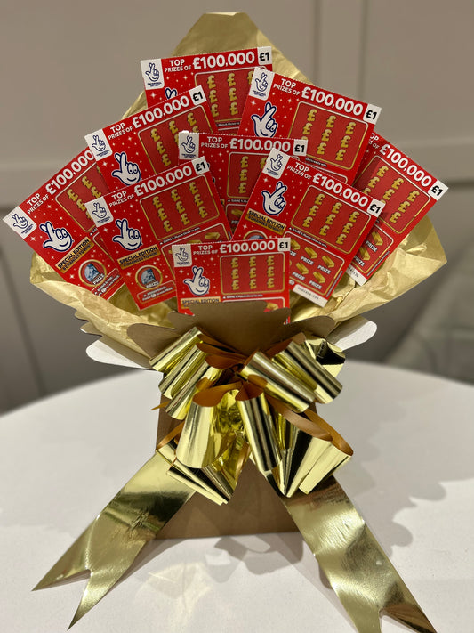 Full scratchcard bouquet red and gold theme  Christmas scratchcard bouquet Christmas gift