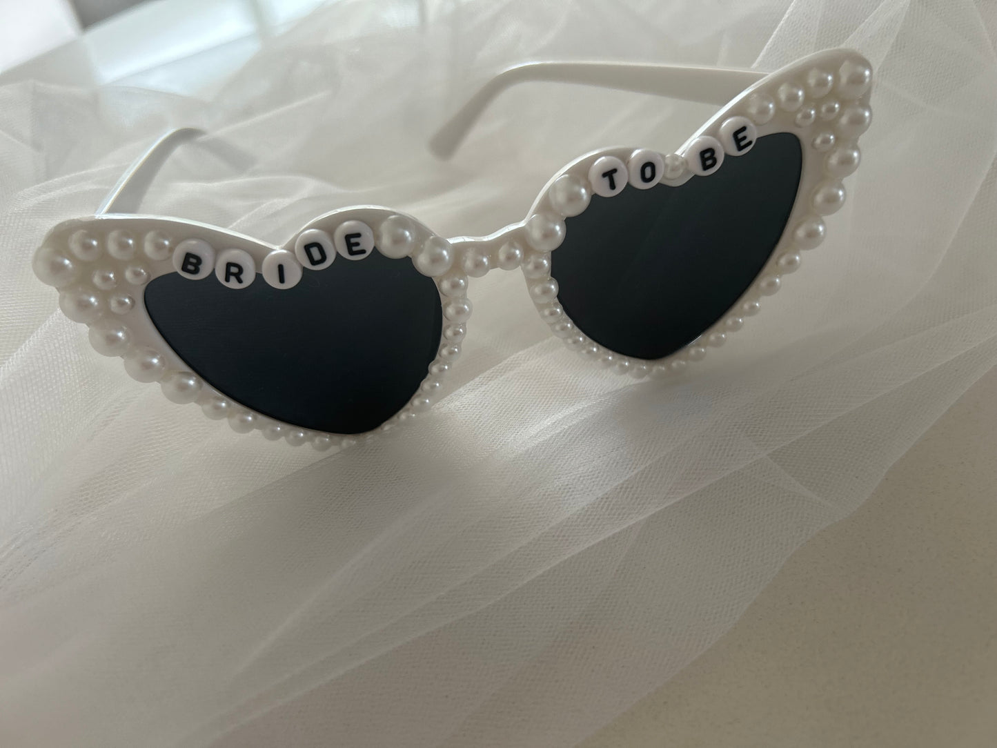 Personalised Bride to be veil and pearl bride to be sunglasses set