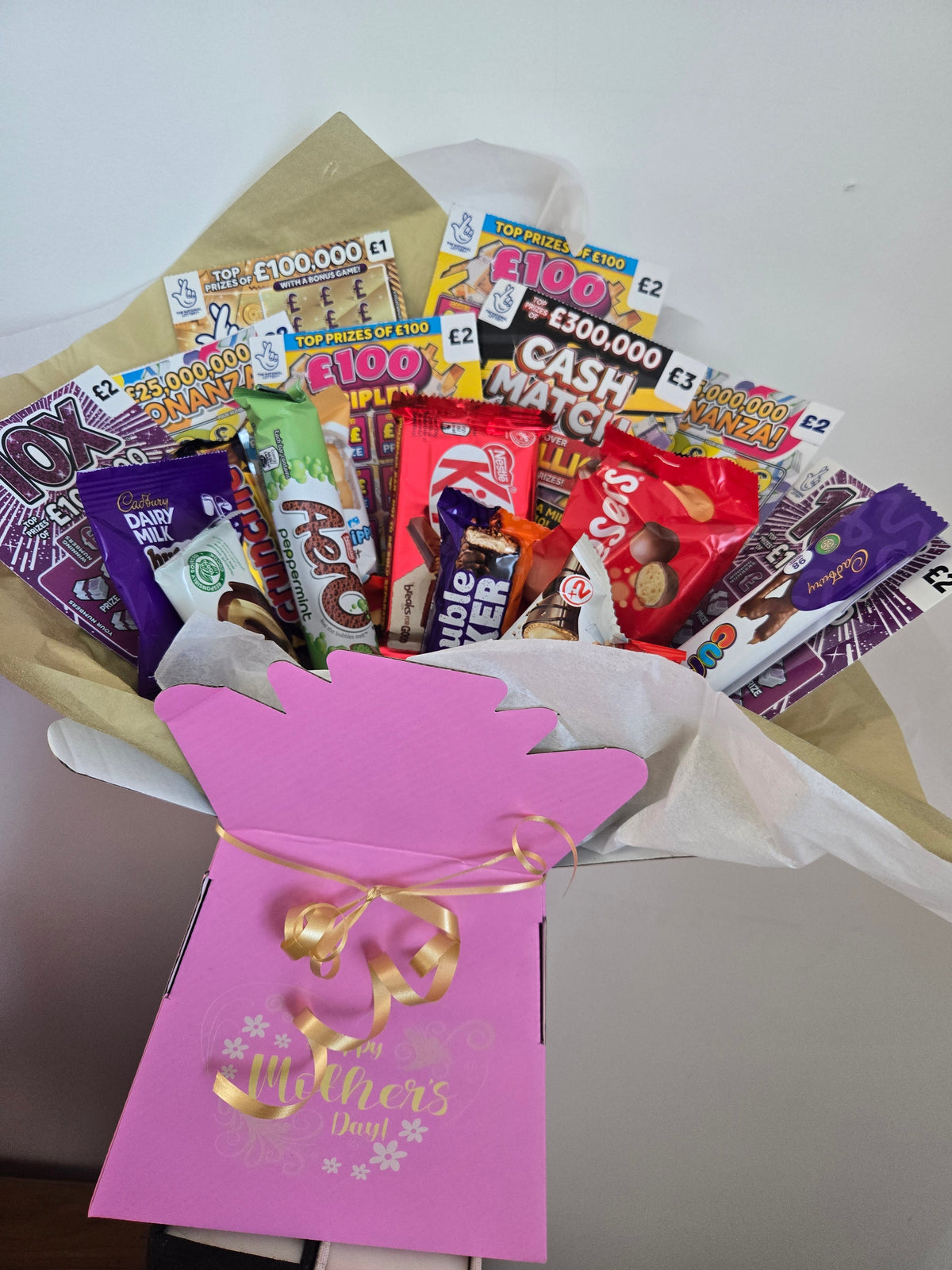 Mixed chocolate and scratchcard bouquet