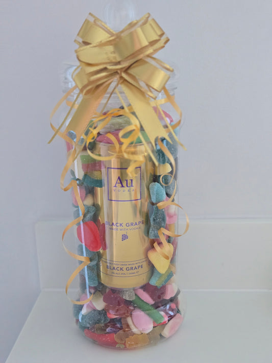 Au vodka in 2.4L sweets jar filled with pick and mix sweets
