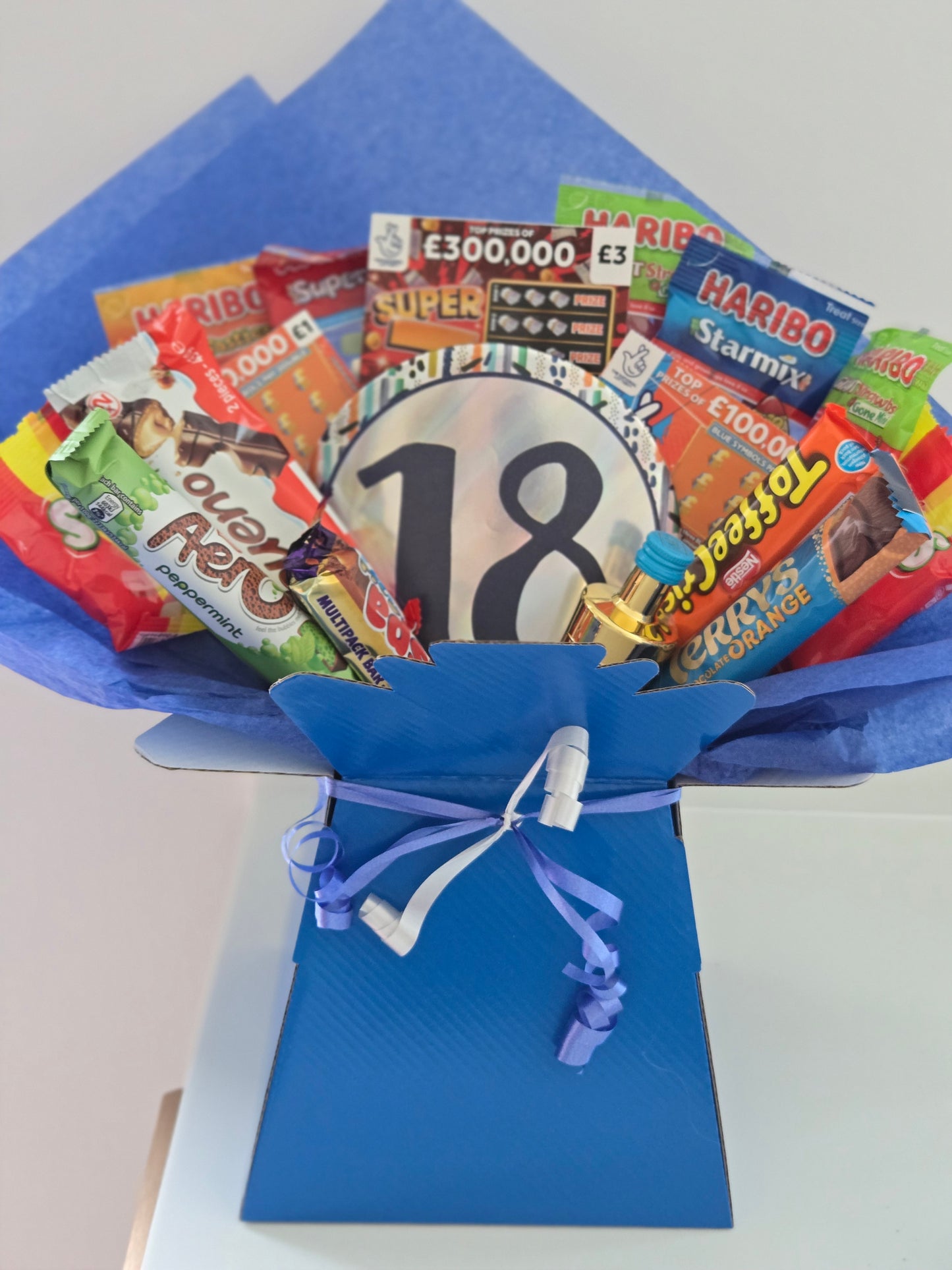 Birthday badge mixed bouquet with scratchcards