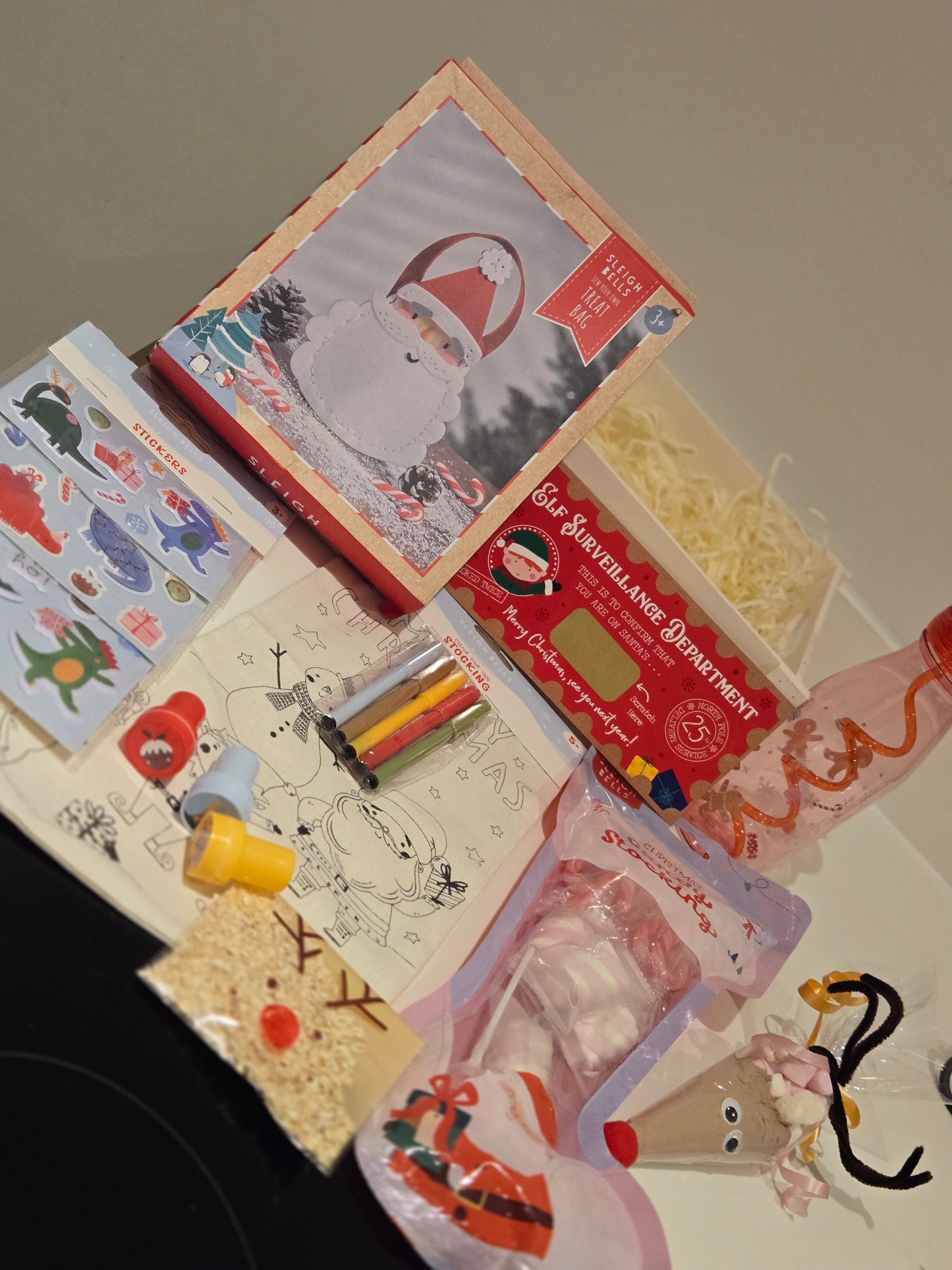 Christmas Eve crate filled with Christmas goodies and activities