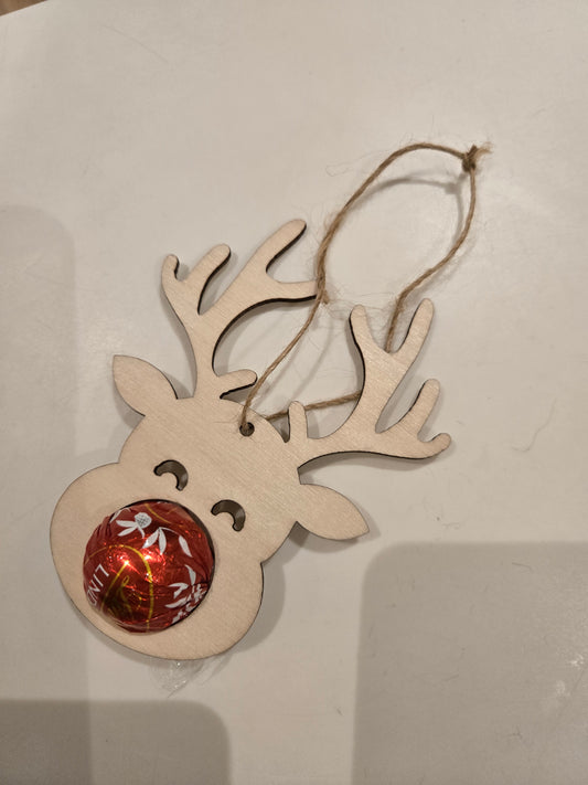 Reindeer decor with lindt chocolate stocking filler