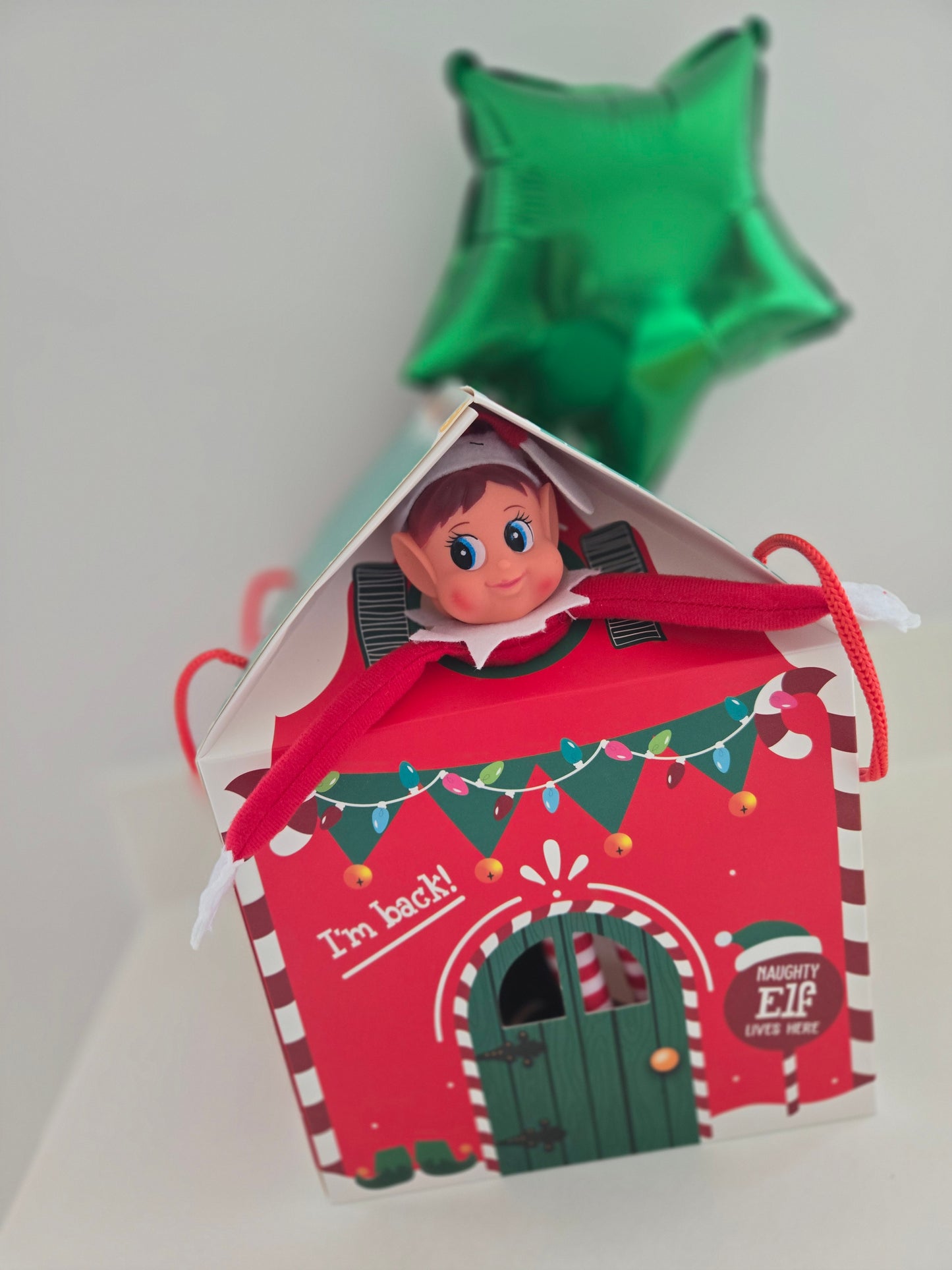 Elf arrival house and personalised balloon