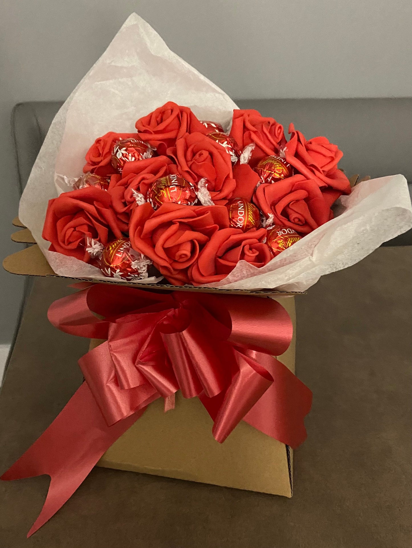 Lindt chocolate and roses bouquet