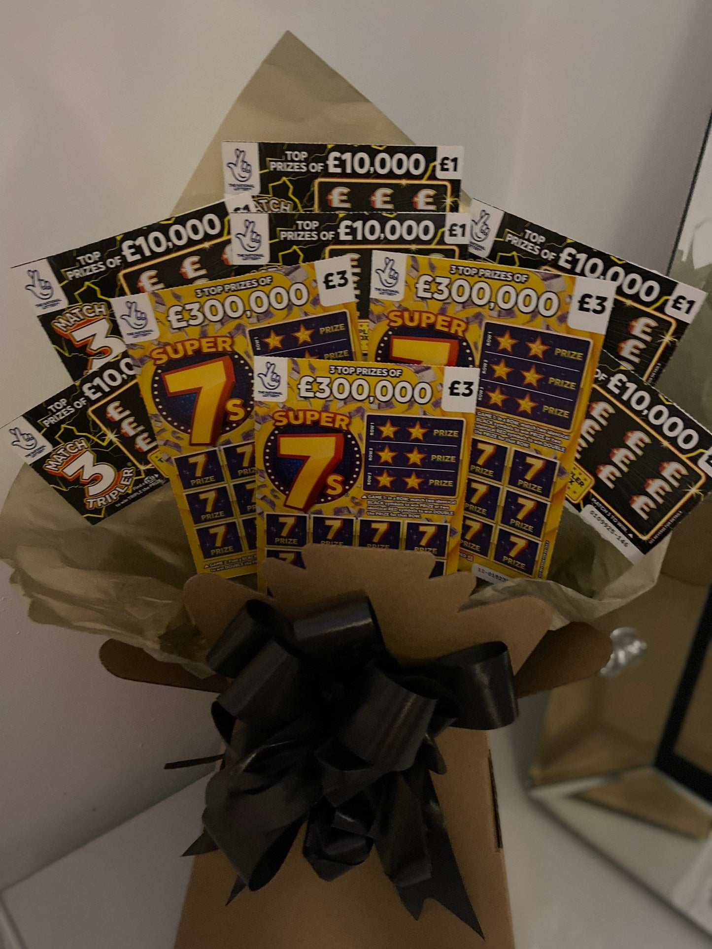 Scratchcard bouquet filled with a variety of scratchcards